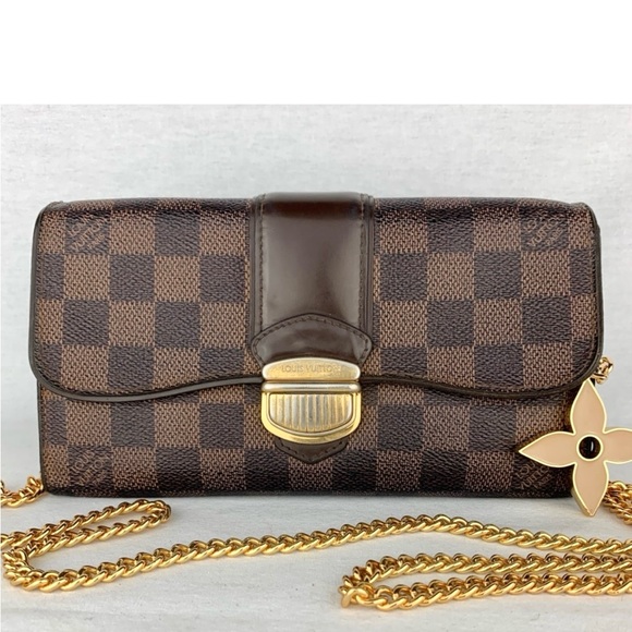 Louis Vuitton Handbags - Authenticated Louis Vuitton Damier Ebene Sistina Long Wallet